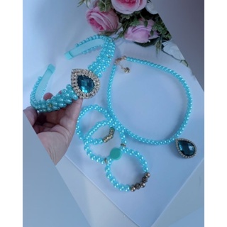 Tiara/Arco/ Pulseiras/Colar Princesa Jasmine. em Oferta na Shopee