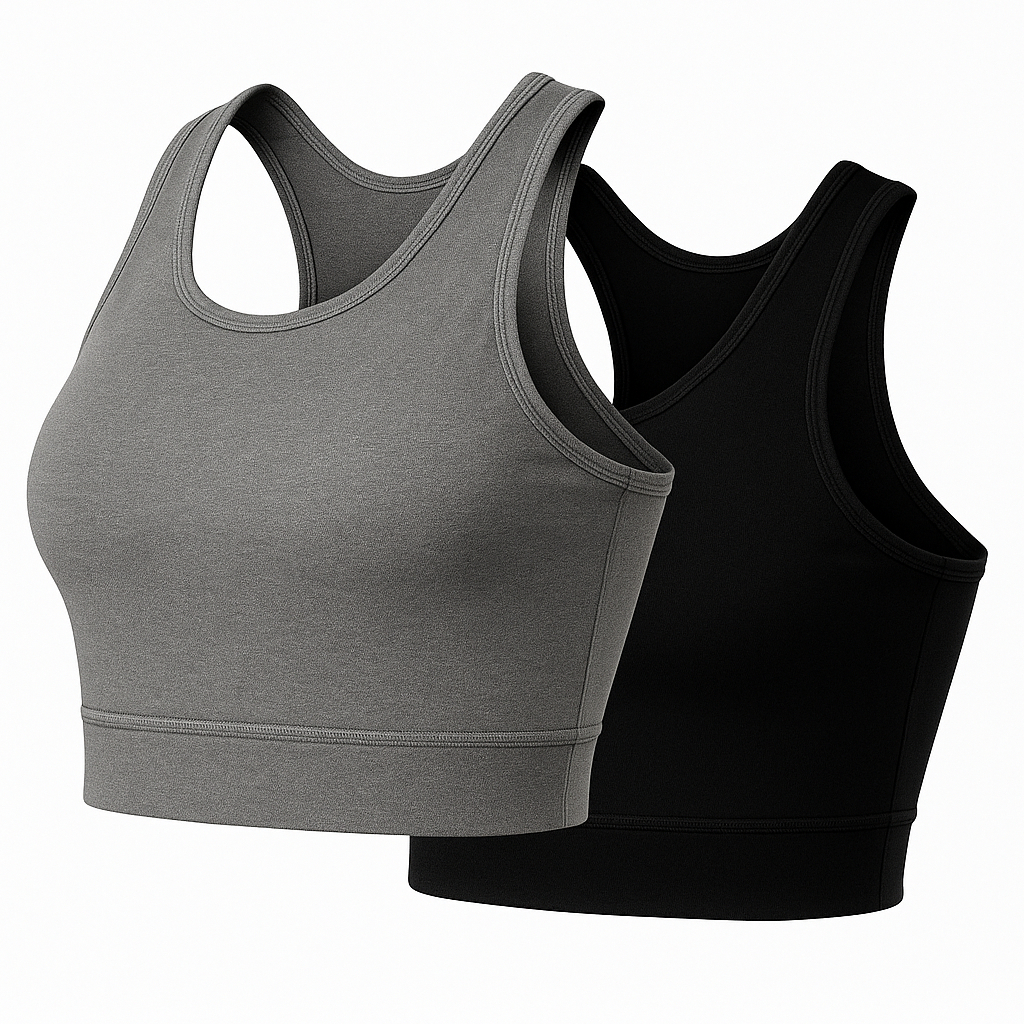 Kit 2 Top Academia Fitness Sustentação Nadador Regata Adulto Feminino Cropped Roupas Lingerie