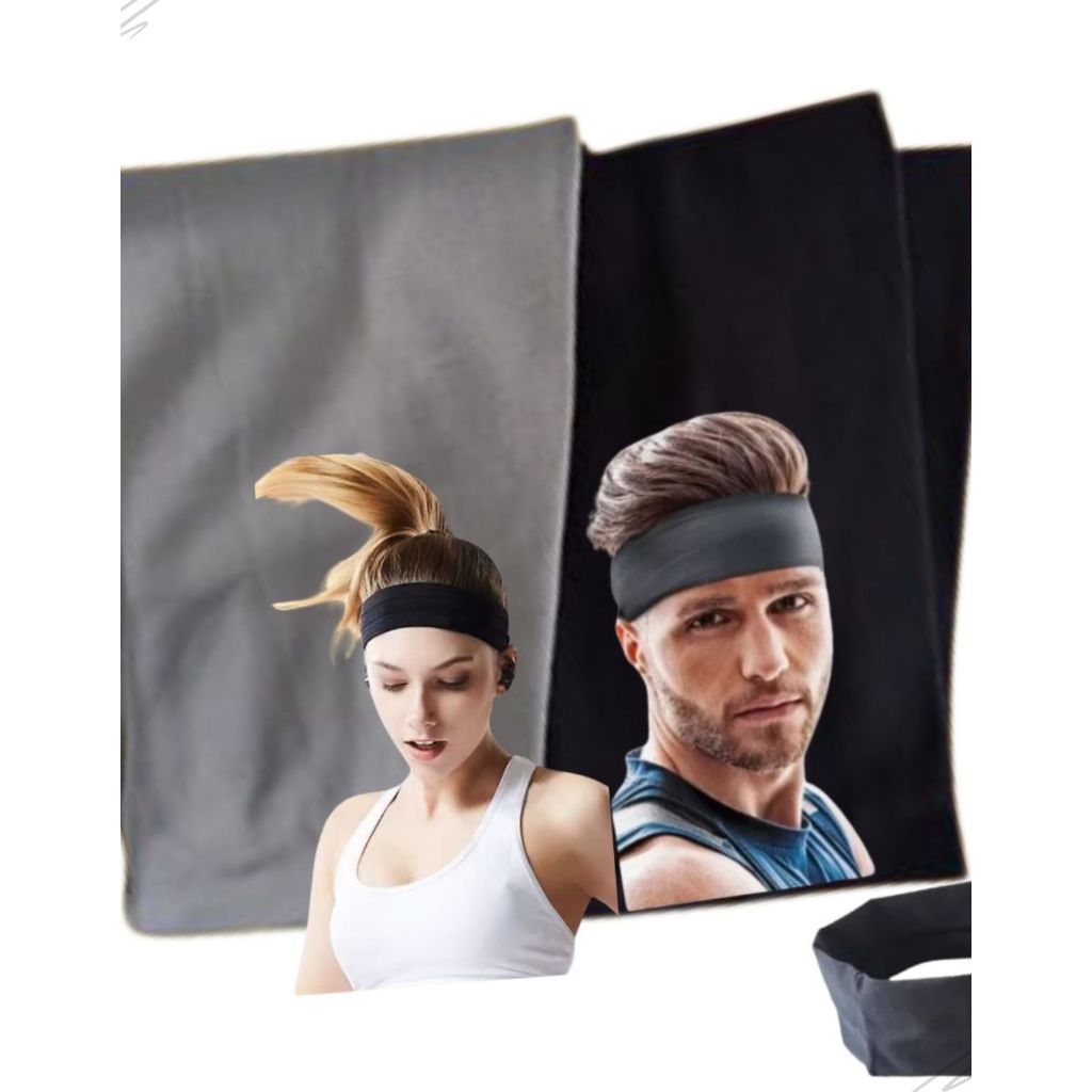 2 Faixas Testeira Headband Anti Suor Cabelo