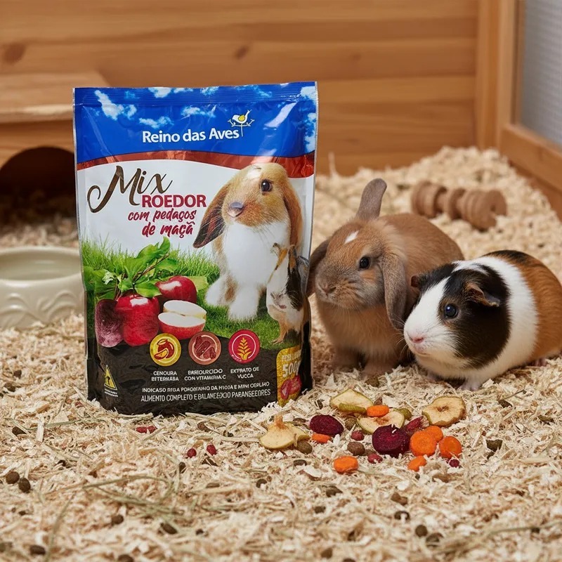 Ração Para Mini Coelho Porquinho Da Índia Mix Roedor 500g