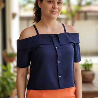 Blusa Feminina Ciganinha Ombro A Ombro Alça Com Manga em Oferta na Shopee