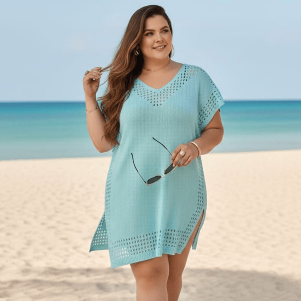 Saída De Praia Plus Size Tricot Feminino Moda Verão Básico Casual Elegante