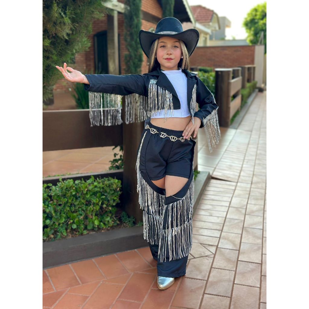 Lancamento Roupa Country Ana Castela Conjunto Boiadeira Infantil Fantasia Menina paete aniversario em Oferta na Shopee