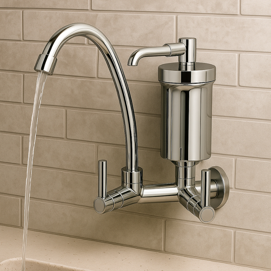 Torneira De Parede Com Filtro Cromada Gourmet Cozinha Bica Alta 360° Purificador De Água Luxo em Oferta na Shopee