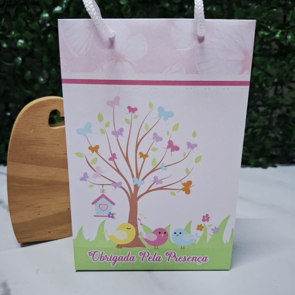 Sacolinha Sacola Personalizada para Festa Jardim Das Borboletas Rosa - Sacolinha Surpresa OPÇÃO PEGUE E MONTE ou MONTADA