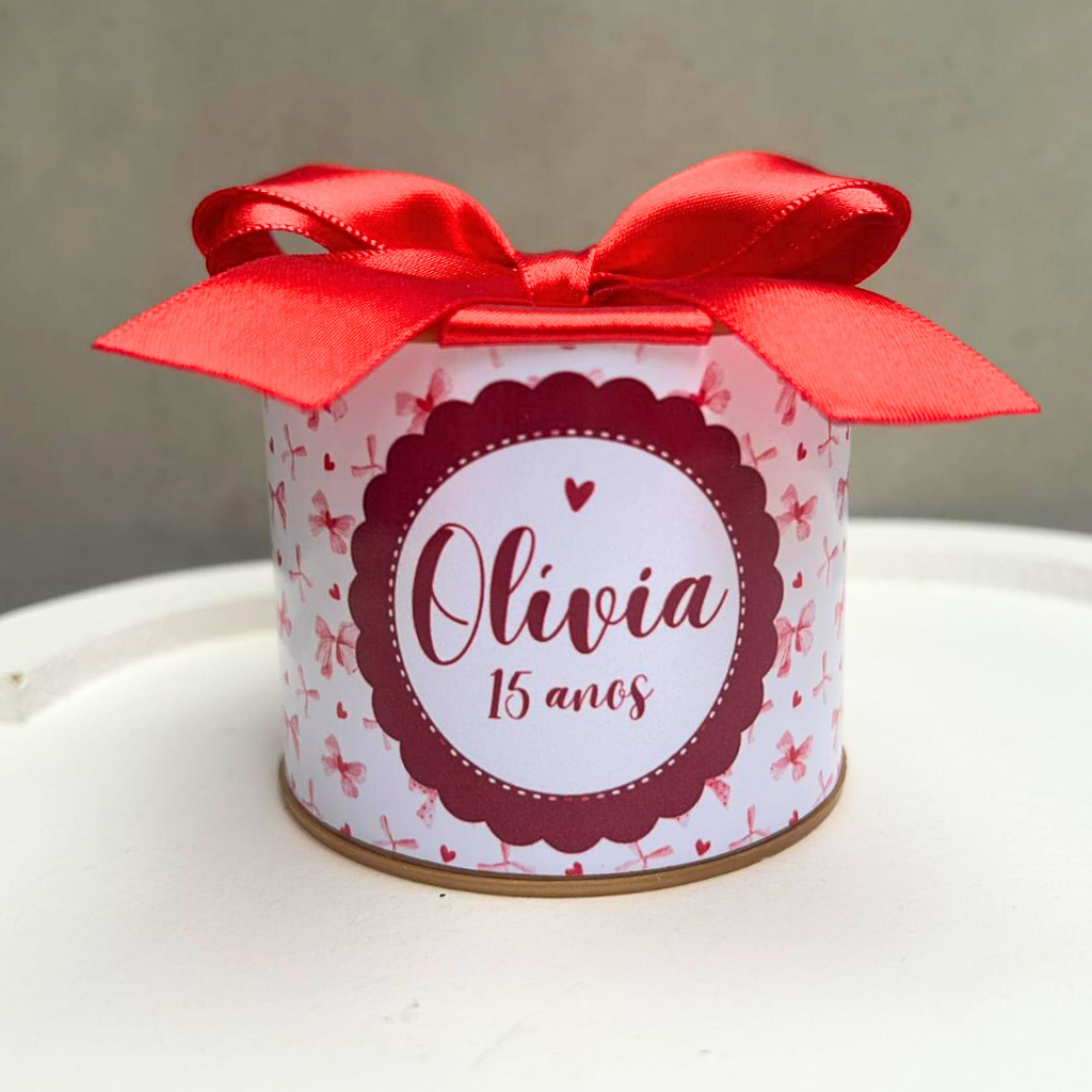 Kit Tubolatas personalizadas 5×6 - Lembrancinha de Aniversário / 15 anos / Laços / Lacinho Vermelho