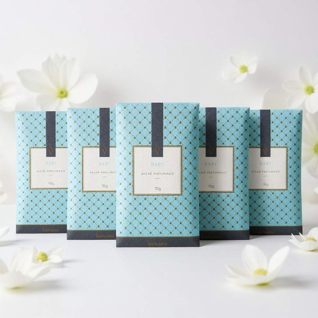 KIT ESSENCIAL 5 Sachês Perfumados Via Aroma 10g - Aromatizador Guarda-Roupa Gaveta Carro & Bolsa - Cheirinho Duradouro