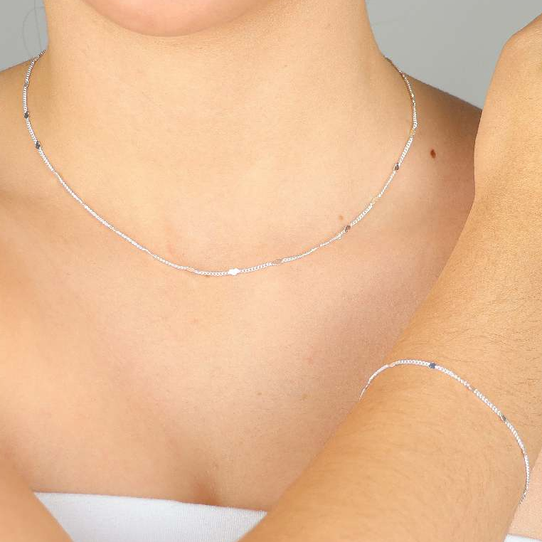 kit pulseira + colar detalhe de coração prata 925 em Oferta na Shopee