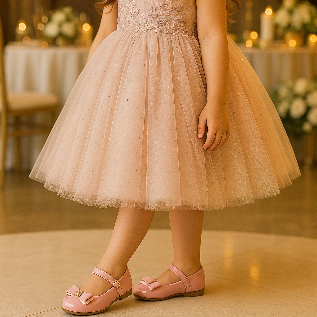 Sapatilha Rosa Criança Menina Infantil Boneca Sapato de Daminha de Honra Macia Social com Laço