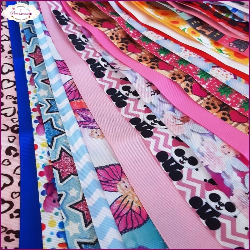 Kit Retalhos de Fita Gorgorão 100g — Fitas Lisas e Estampadas Variadas p/ Laços, Artesanato e DIY | Materiais de Laço In em Oferta na Shopee