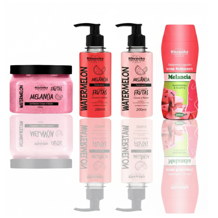 KIT SABONETE INTIMO + ESFOLIANTE + SABONETE LIQUIDO + HIDRATANTE CORPORAL- MELANCIA - RHENUKS em Oferta na Shopee