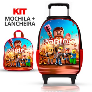 KIT Mochila Escolar Infantil Roblox Menino de rodinhas com lancheira - Reforçada em Oferta na Shopee