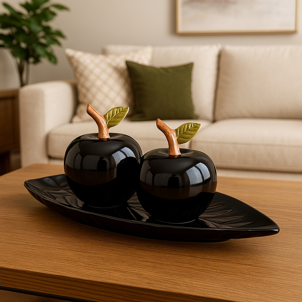 Kit Dupla de Maçãs Enfeite de Sala Luxo Decoração Casa Preto em Oferta na Shopee