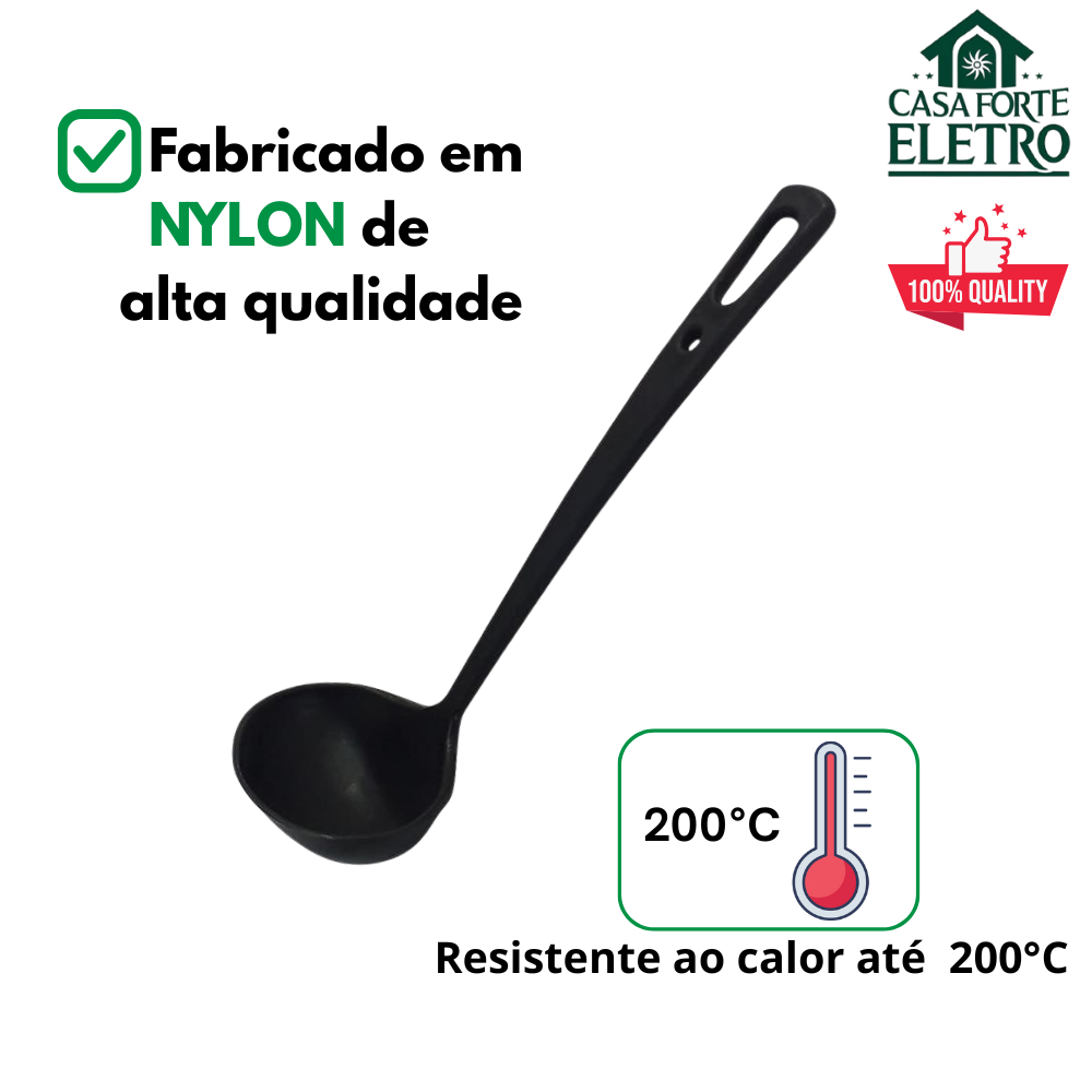 Concha de Feijão Sopa Nylon 22 cm - Resistente Calor 200°C - Qualidade Premium - Primeira linha