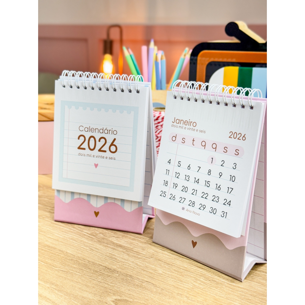Mini Calendário De Mesa 2026 8x8cm