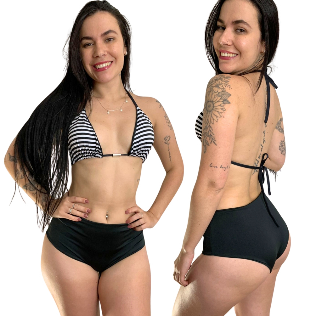 Biquíni Cintura Alta Hot Pant – Moda Praia Retrô e Moderna em Oferta na Shopee