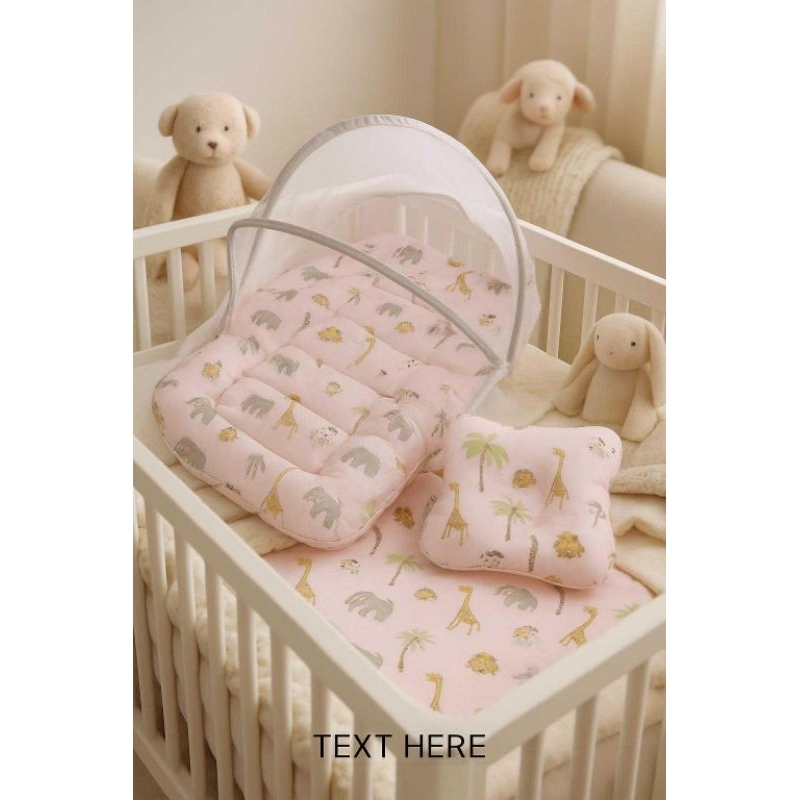 Berço Portátil com Mosqueteiro e travesseiro