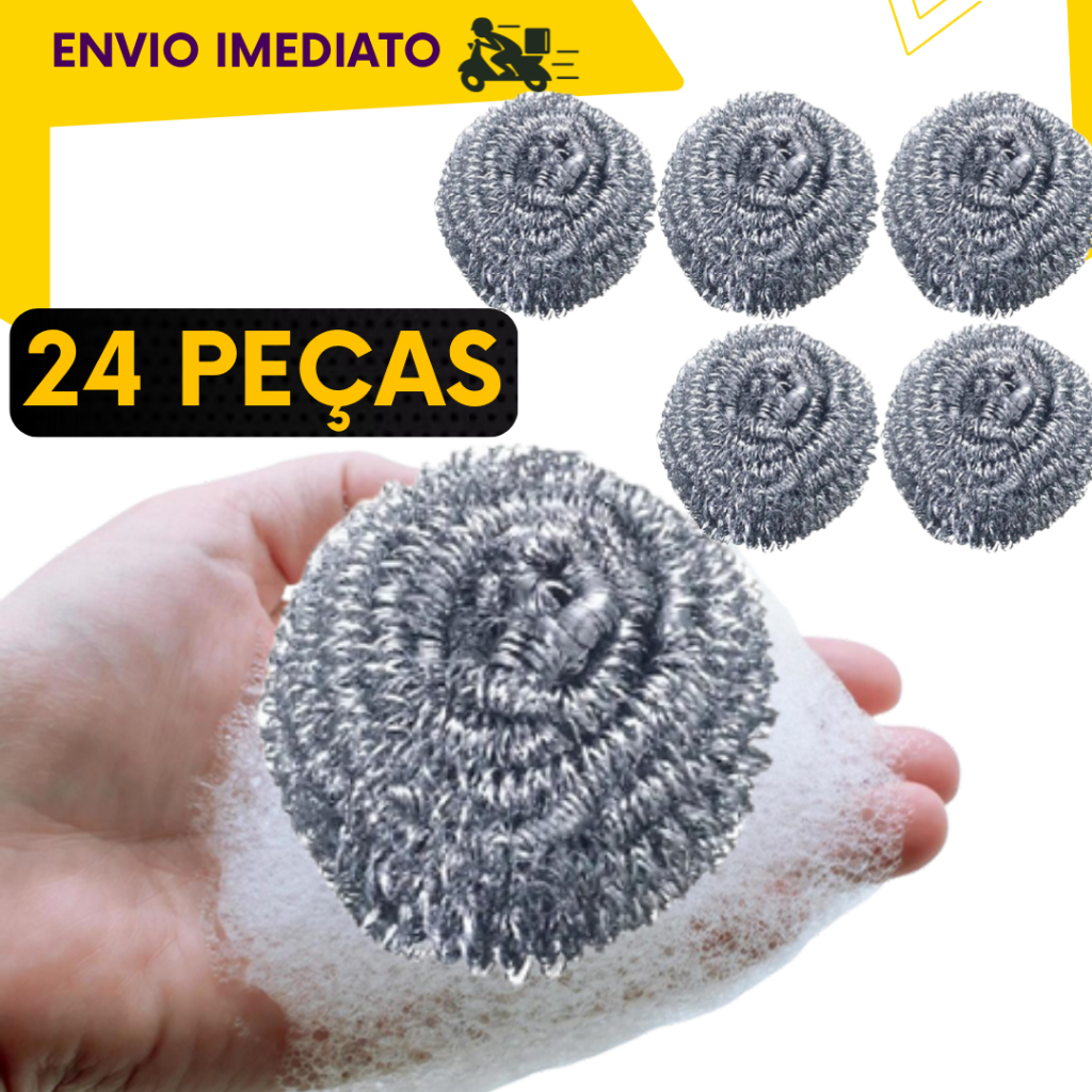 Kits 10 a 24 un - Esponja de Aço Inox que Não Enferruja - Limpeza Pesada