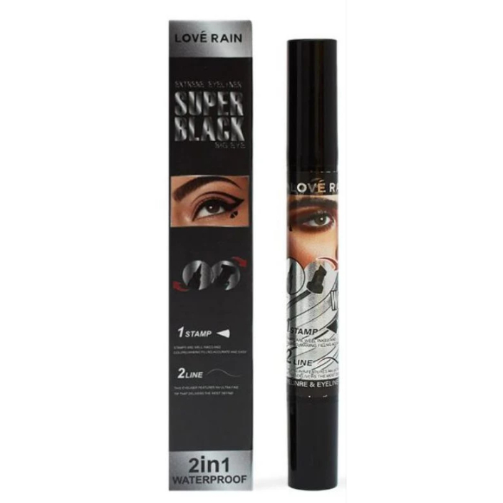 Delineador Líquido Super Black 2 em 1 Lové Rain em Oferta na Shopee