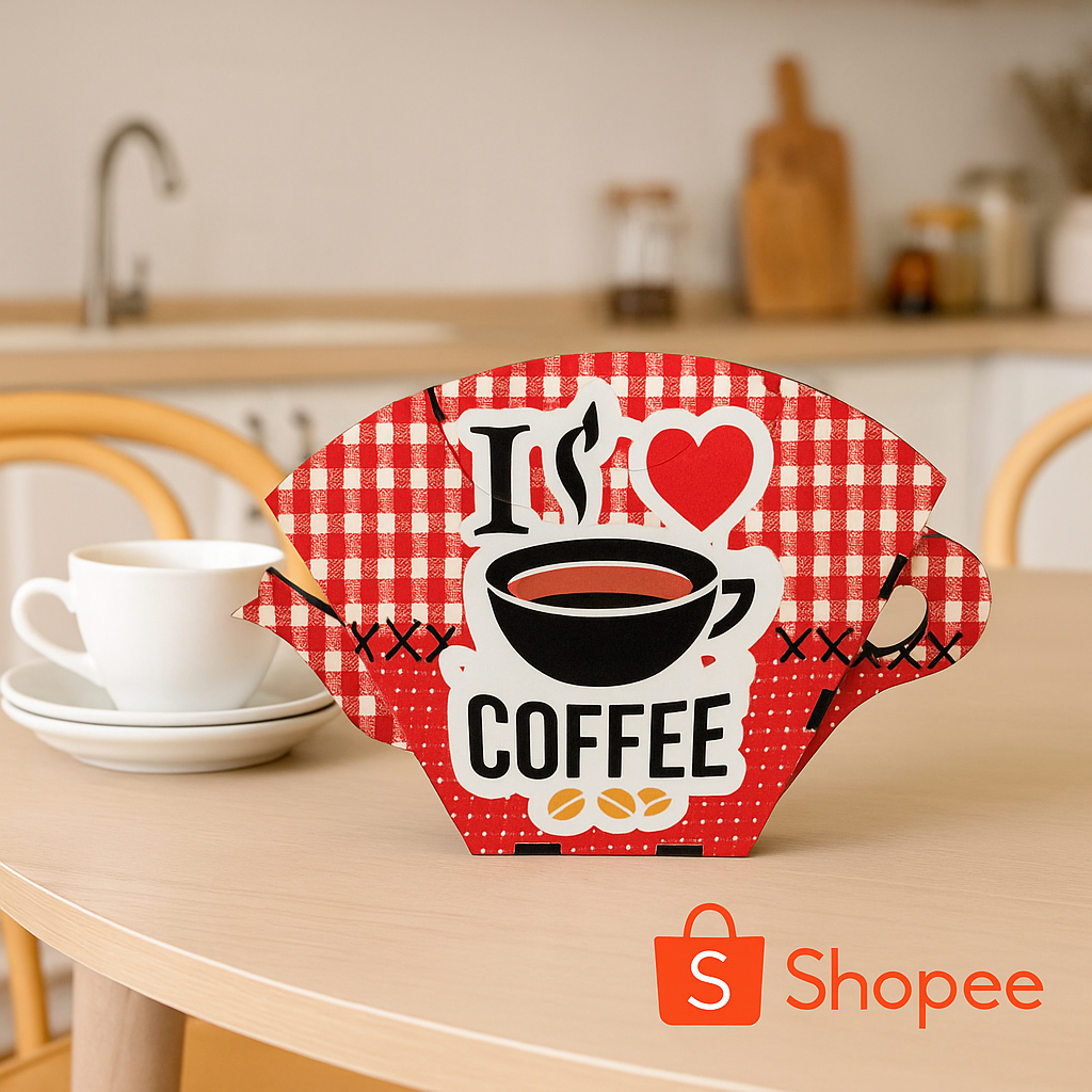 Porta Filtro de Café Melita em MDF – Tema Café, Foco Força Fé, Decorativo para Cozinha