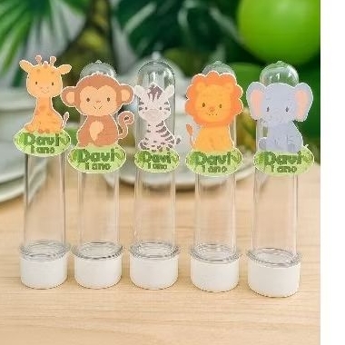 20 Apliques tubetes personalizados 3D safari menino, lembrancinhas personalizadas decoração festas infantil chá de bebê
