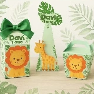 Kit festa SAFARI menino Lembrancinhas personalizadas Decoração festas infantis PEGUE E MONTE