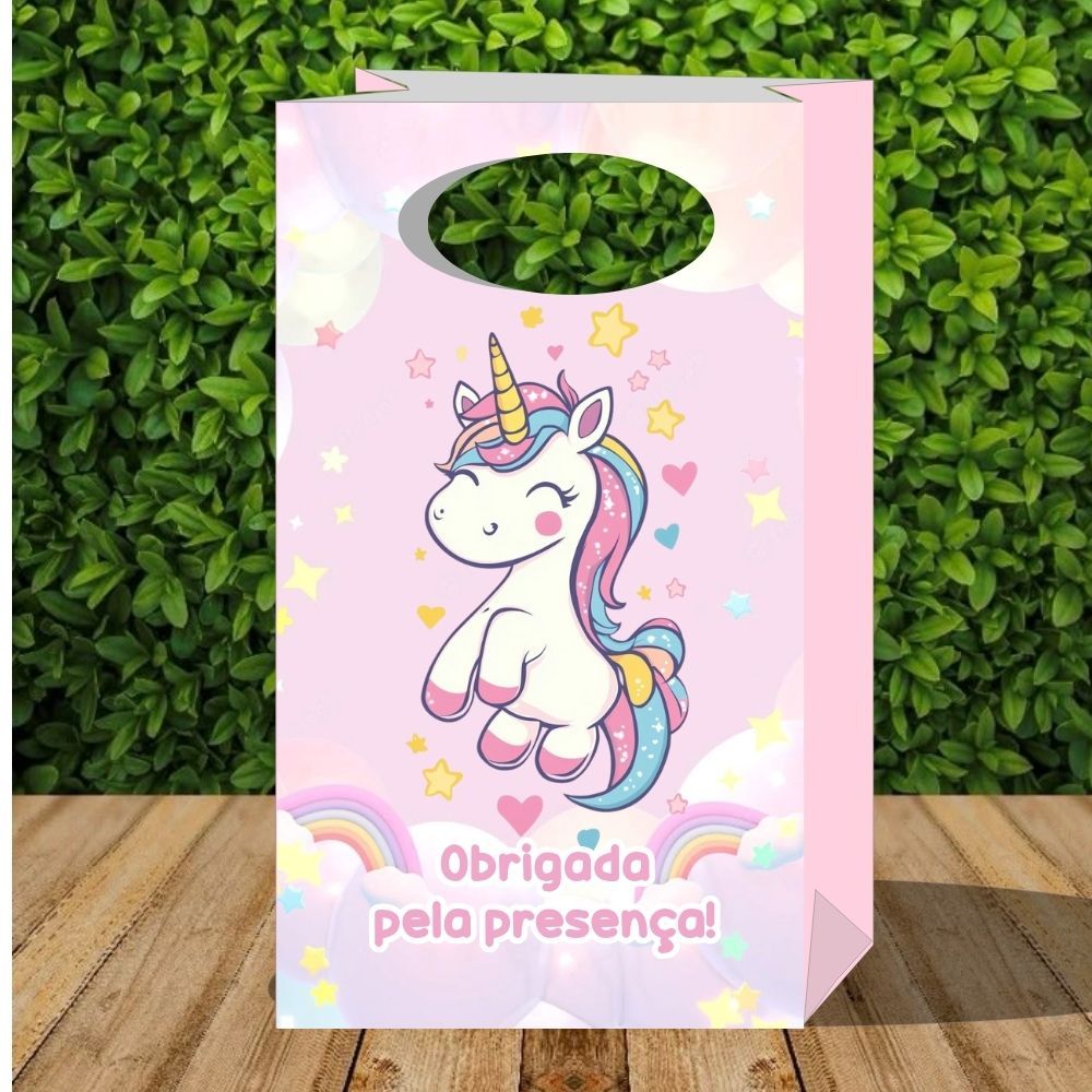 Sacolinha Surpresa Unicórnio - Rosa - Menina - Festa Infantil - Sacolinha P - Lembrancinha - Pegue e Monte - Decoração