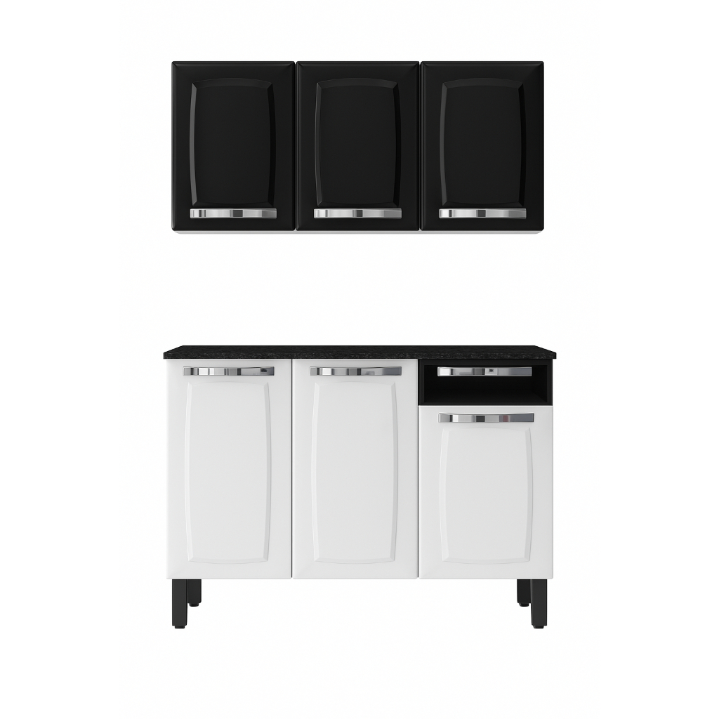 Kit Cozinha Itatiaia Rose Armário + Balcão 3 Portas