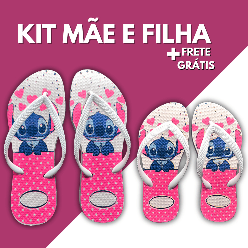 Kit Mãe E Filha Chinelo Sandalia Feminino Adulto Infantil Slim Stitch Calçado Macio Confortável Barato Envio Imediato