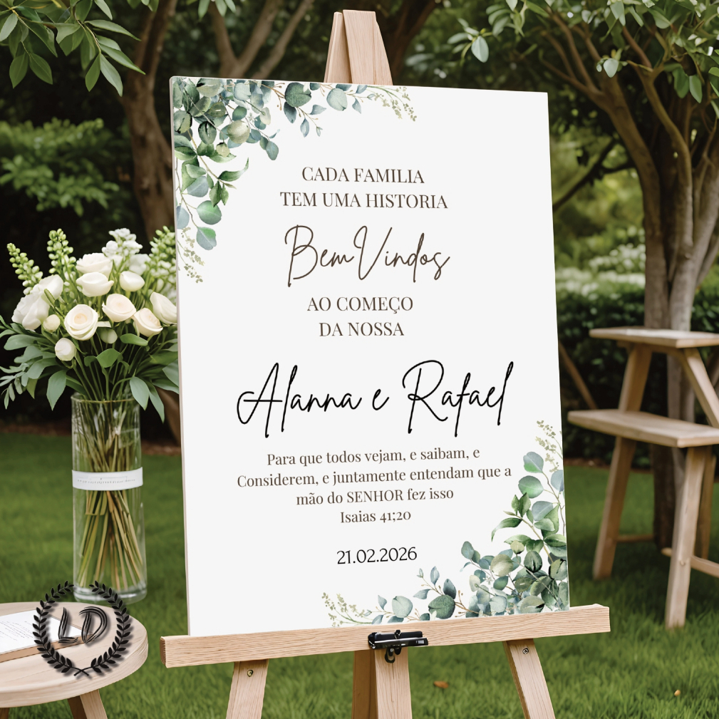 Placa Quadro Bem Vindo ao Nosso Casamento Branco e Verde Mdf em Oferta na Shopee
