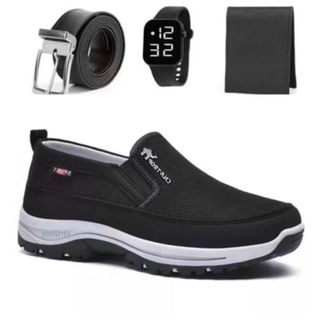 Kit Tênis Mocassin Masculino Sem Cadarço + Cinto + Carteira + Relógio – Confortável, Leve e Estiloso para o Dia a Dia