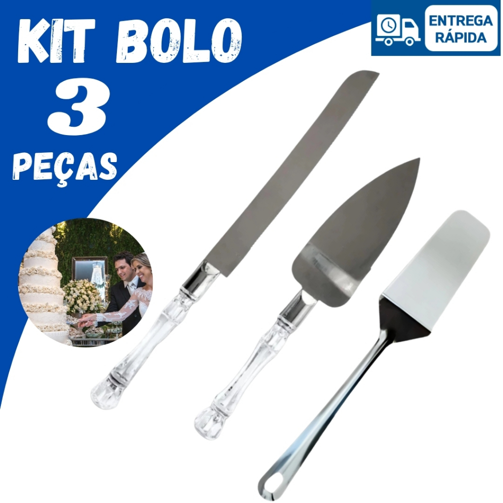 Kit Conjunto Espátulas em Aço Inox Para Bolo Tortas Corta Servir Restaurante Buffet Cozinha