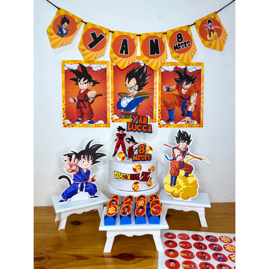 Kit festa em casa Dragon Ball Z Personalizado lembrancinhas Papelaria Personalizada  /Mesversário 3D - festa - caixinha