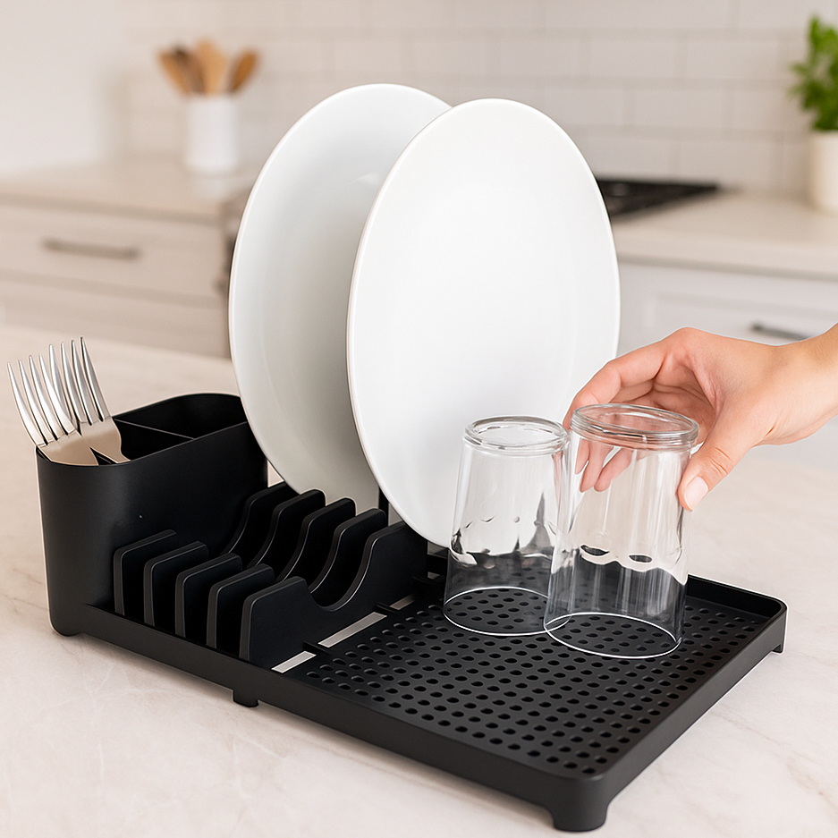 Escorredor de Louça Multiuso com Porta Talheres Pratos e Copos Moderno com Dreno Organizador em Oferta na Shopee