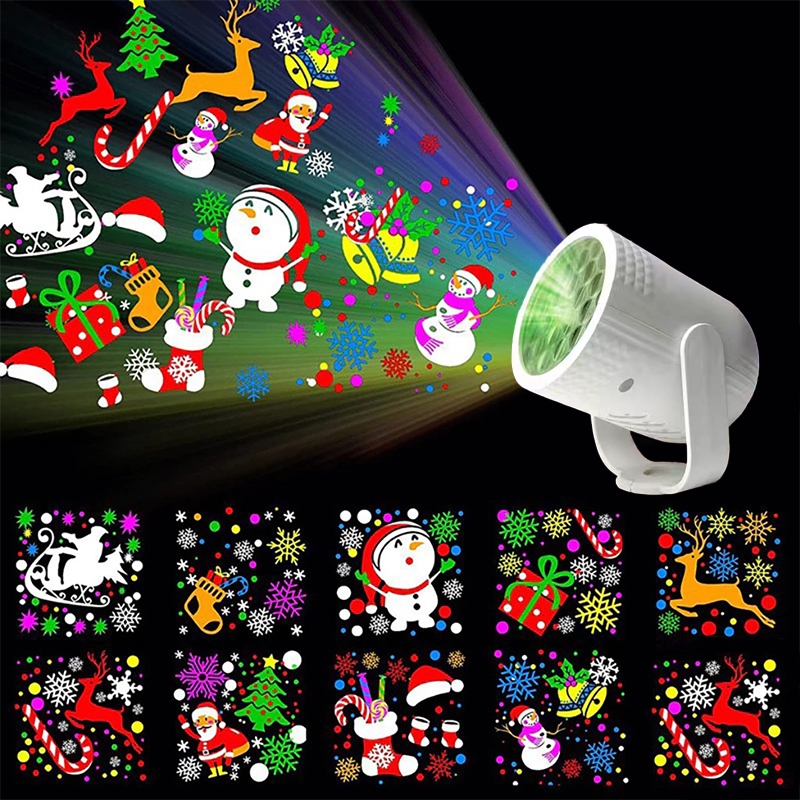 Projeção de Natal lâmpada de floco de neve Natal 16 fotos LED luz ambiente dez mil presente de decoração de Natal