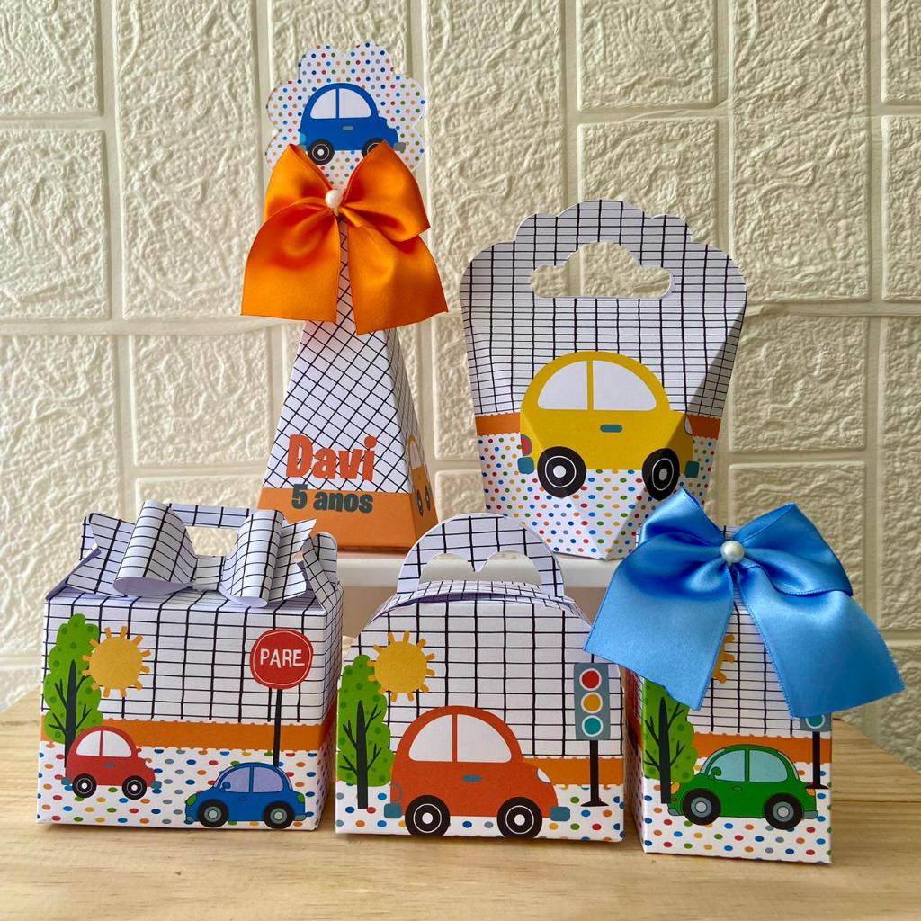 Kit Festa Carrinhos - Kit Festa Meios De Transporte - Personalizados Lembrancinhas Caixinhas Para Festas PEGUE E MONTE