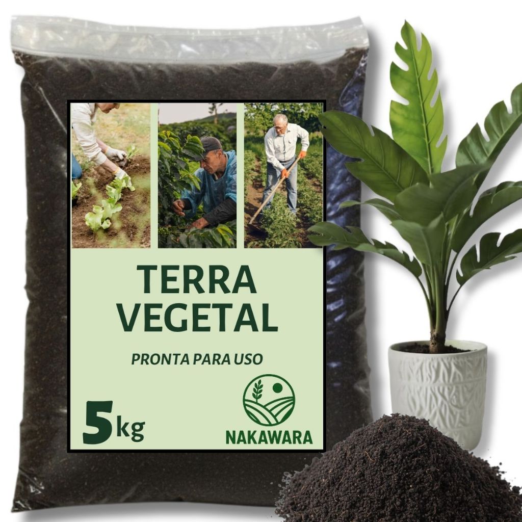 Terra Vegetal Adubada 5kg Pronto p/ Uso - Com Humus e Substrato Orgânico Para Vasos Plantas e Hortas