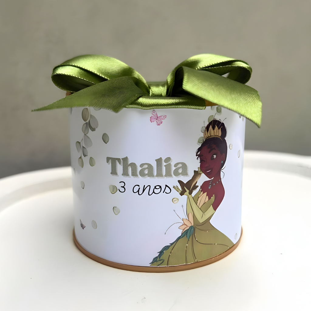 Kit Tubolatas personalizadas 5×6 - Lembrancinha de Aniversário A Princesa e o Sapo / Princesa Tiana