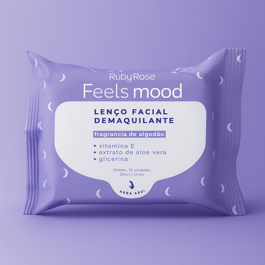 Lenço demaquilante Facial Feels Mood Ruby Rose HB-201 em Oferta na Shopee