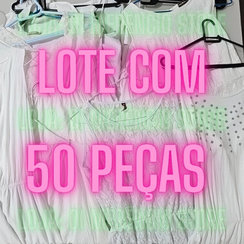 Lote com 50 Peças de Roupas Branca para BRECHÓ Ano Novo Moda Clean Tamanho e Modelos Diversos GG M P Roupas para Revenda
