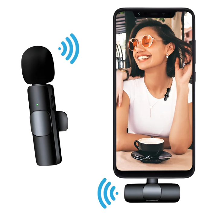 Microfone de Lapela Sem Fio Vlog Live Entrevista Portatil Compatível Tipo C e iPhone em Oferta na Shopee