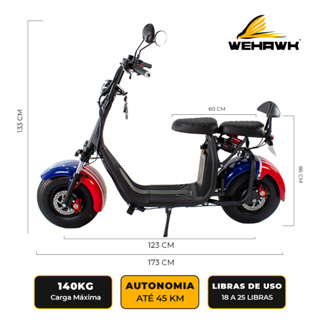 Scooter Moto Elétrica 1000W WeHawk WX-10 NB Free | Dispensa CNH | Autonomia 45km Autopropelido em Oferta na Shopee