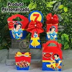 Caixinhas Branca de Neve Personalizadas • Lembrança Festa Infantil • PEGUE E MONTE