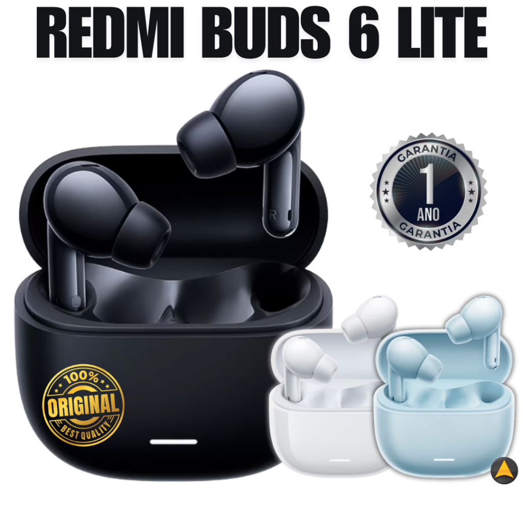 Fone de Ouvido Xiaomi Redmi Buds 6 Lite Sem Fio Bluetooth Wireless Original 38 Horas de Bateria em Oferta na Shopee