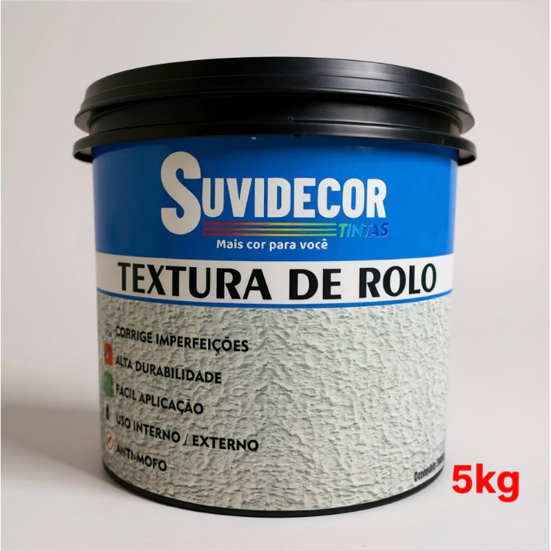 Textura de rolo/lisa 5kg suvidecor, uso externo e interno, mais de 6 tipos de texturas, ação anti-mofo fácil aplicação.