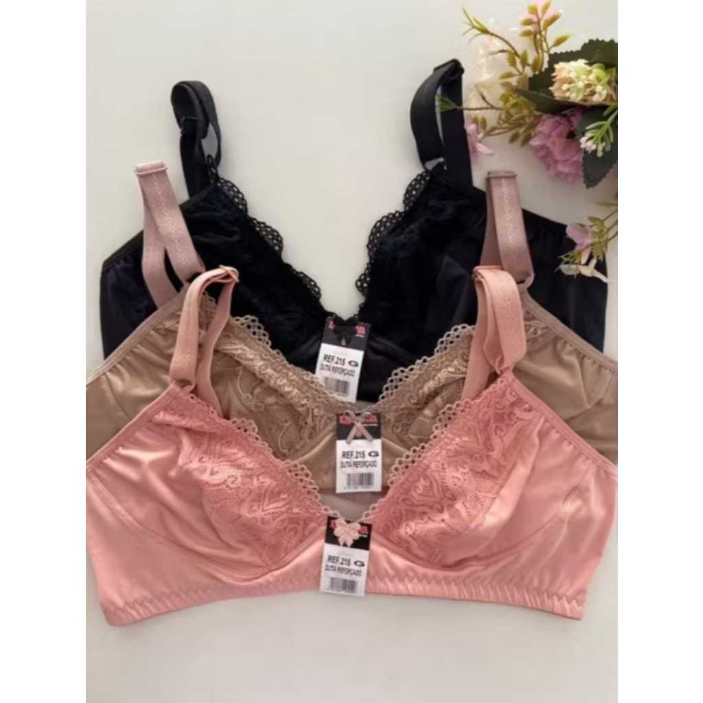 Kit 5 Sutiã Sem Bojo Reforçado com renda Sutiã de Senhora em Oferta na Shopee