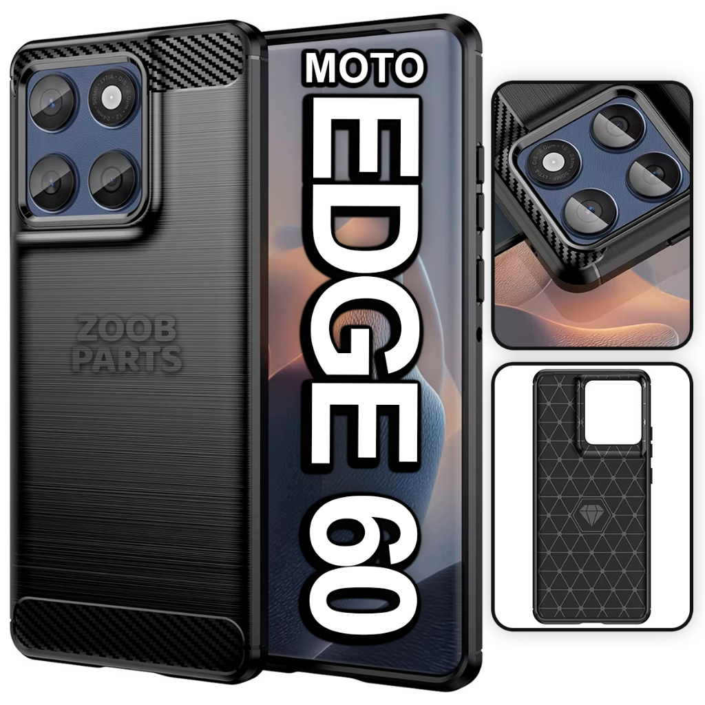 Capa Capinha Case Motorola Moto Edge 60 XT2505 Carbon Fiber Matte Texture Anti I