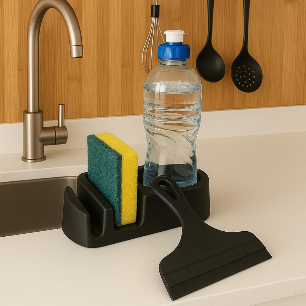 Suporte para Esponja e Detergente Preto - Organizador de Pia Moderno Escorredor em Oferta na Shopee