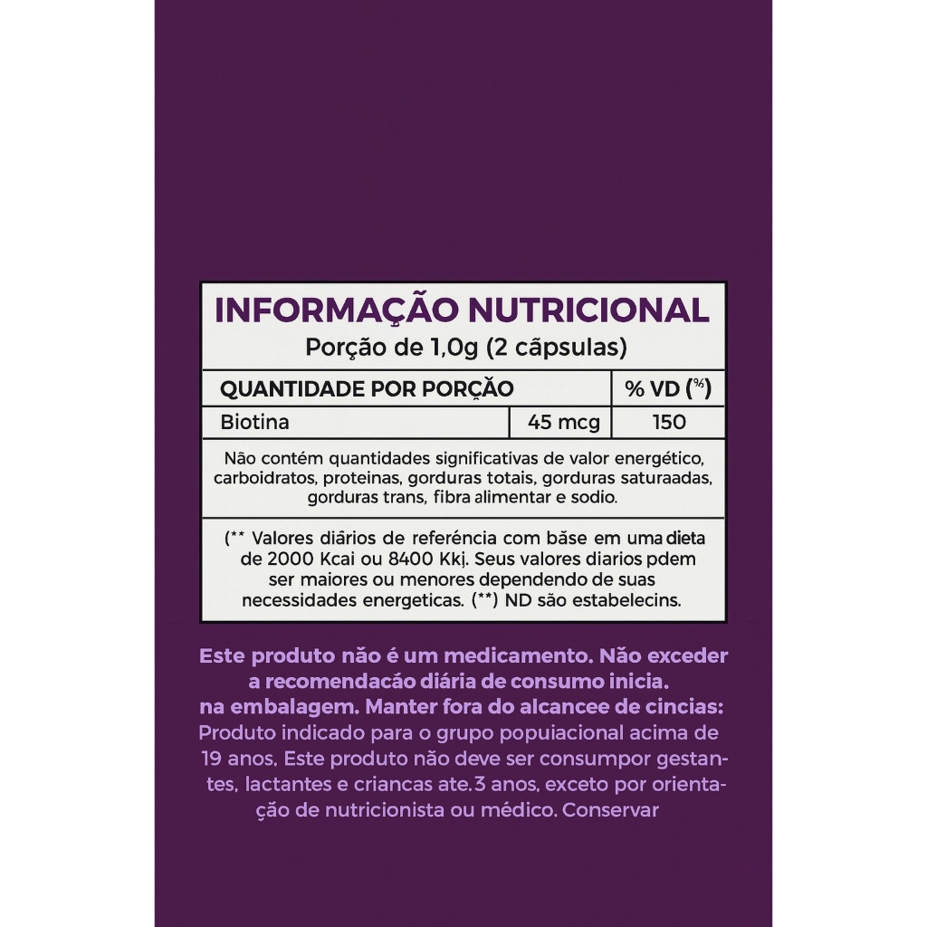 Biotina 100% Pura Gevitan 60 Cápsulas 500mg – Cabelo, Pele e Unhas Fortes e Saudáveis