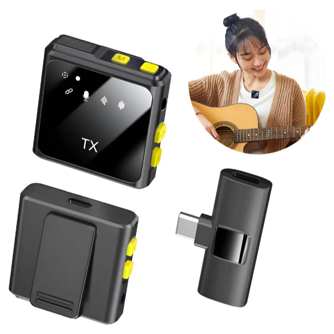 Microfone Sem Fio Duplo Tx Lapela Celular Tipo C E Iphone Contra Ruido Novo Live